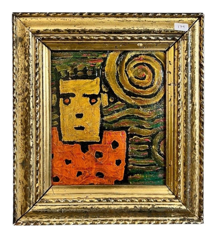 Acrylic on Canvas Unsigned, 8 x 6 3/4", "Figure".: Acrylic on Canvas Unsigned, 8 x 6 3/4", "Figure".