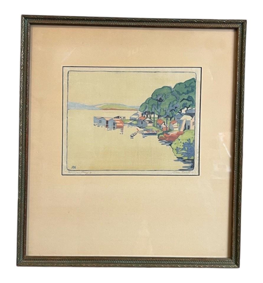 Coloured Woodcut signed Alison Newton, 6 3/4 x 8 1/2", "Norman Bay 9". (1 of 2)