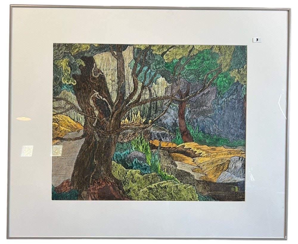 Mixed Media signed IP 87 (Isabella Patrie), 17 x 20 1/2", "The Old Timer". (1 of 3)