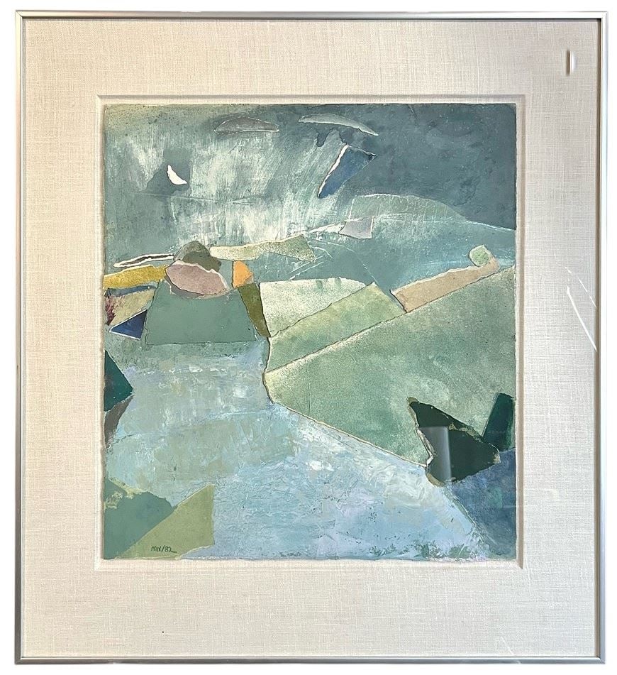 Paper Collage signed (Philip) Mix'82 , 17 1/4 x 15 3/4", "Untitled". (1 of 3)