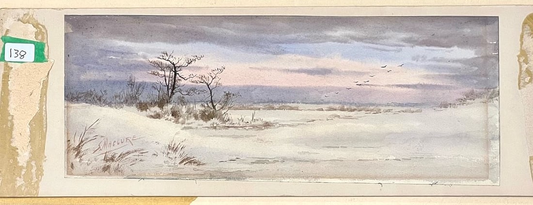 Watercolour signed S. Maclure, 4 1/2 x 10 1/2", ""Winter". (1 of 1)