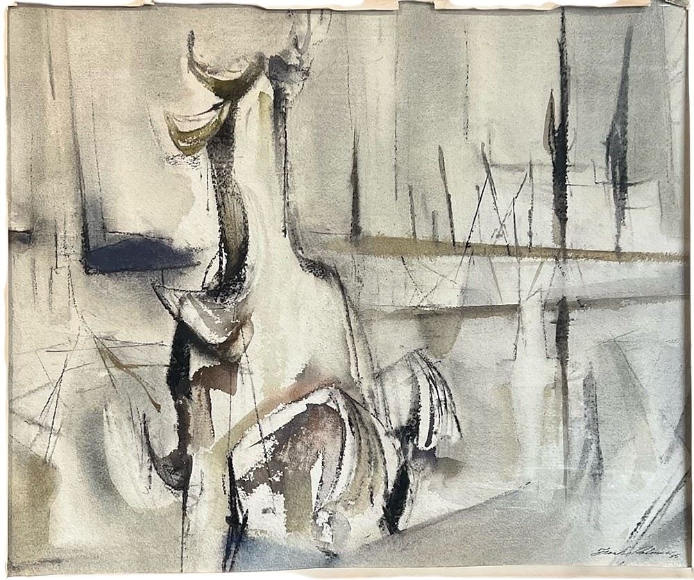 Watercolour signed Frank Palmer '56, 17 1/2 x 21 1/4", "Abstract". (1 of 3)