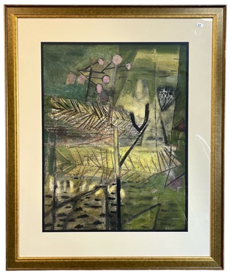 Mixed Media on Paper signed J. Shadbolt '54, 24 3/4 x 19", "Botanical Study". (1 of 4)