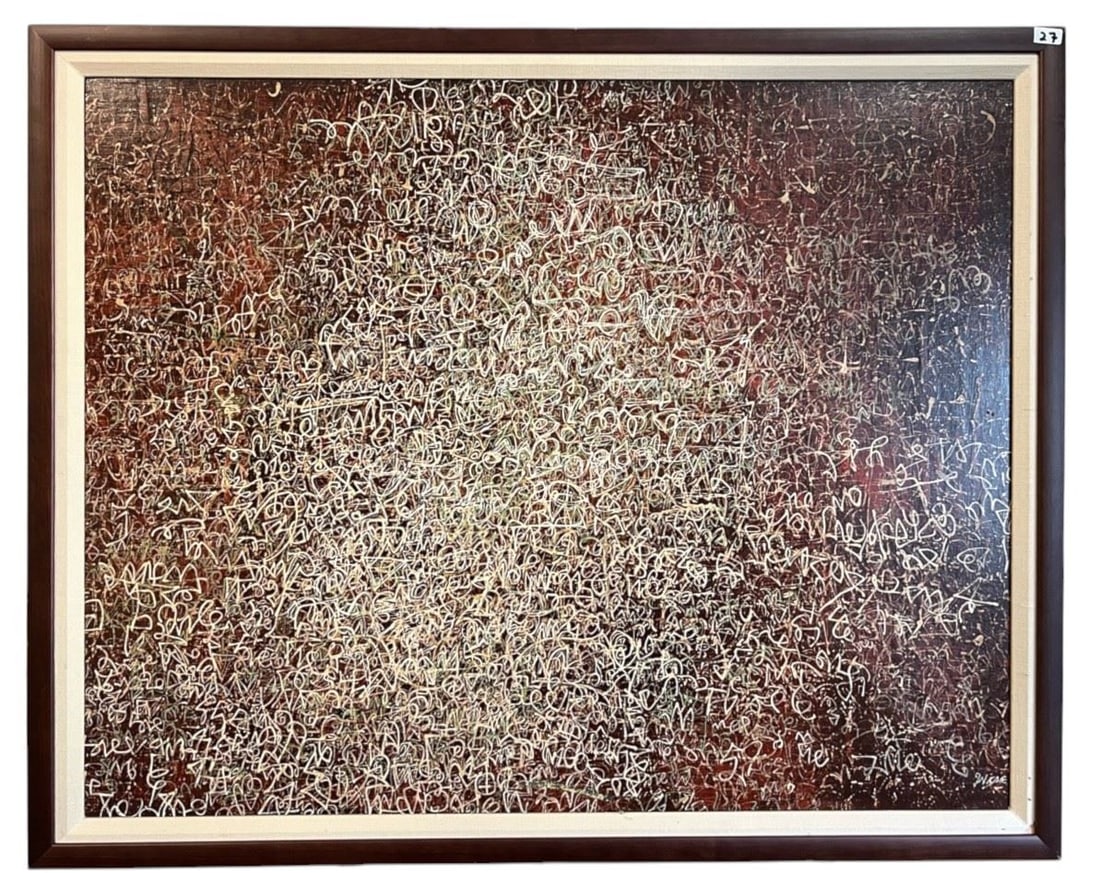 Polymer Tempera on Board signed (Jack) Wise-C.1965, 24 x 30", "On The Wall of The Cave". (1 of 5)