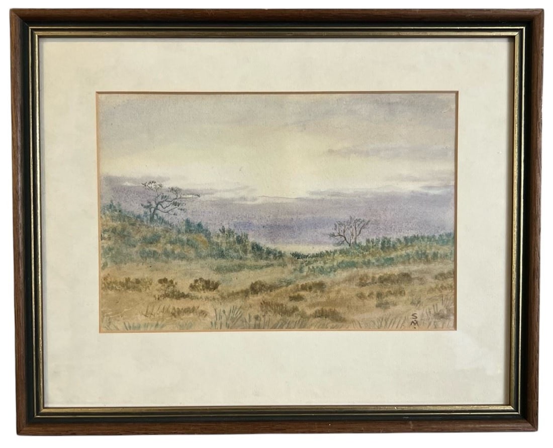 Watercolour Monogrammed S.M. (Samuel Maclure), 6 x 9", "Beacon Hill".: Watercolour Monogrammed S.M. (Samuel Maclure), 6 x 9", "Beacon Hill".