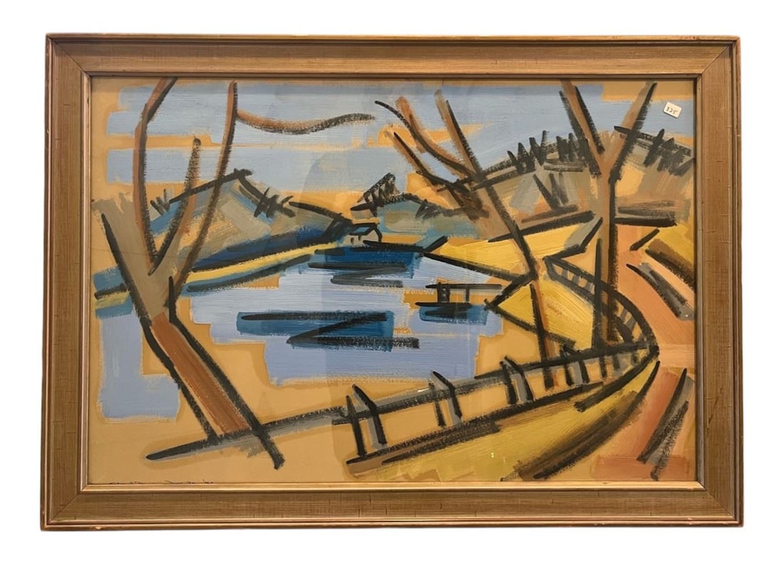 Oil Painting signed James Edward Davis Nov 30 1939, 19 1/2 x 29", "Cabin". (1 of 2)