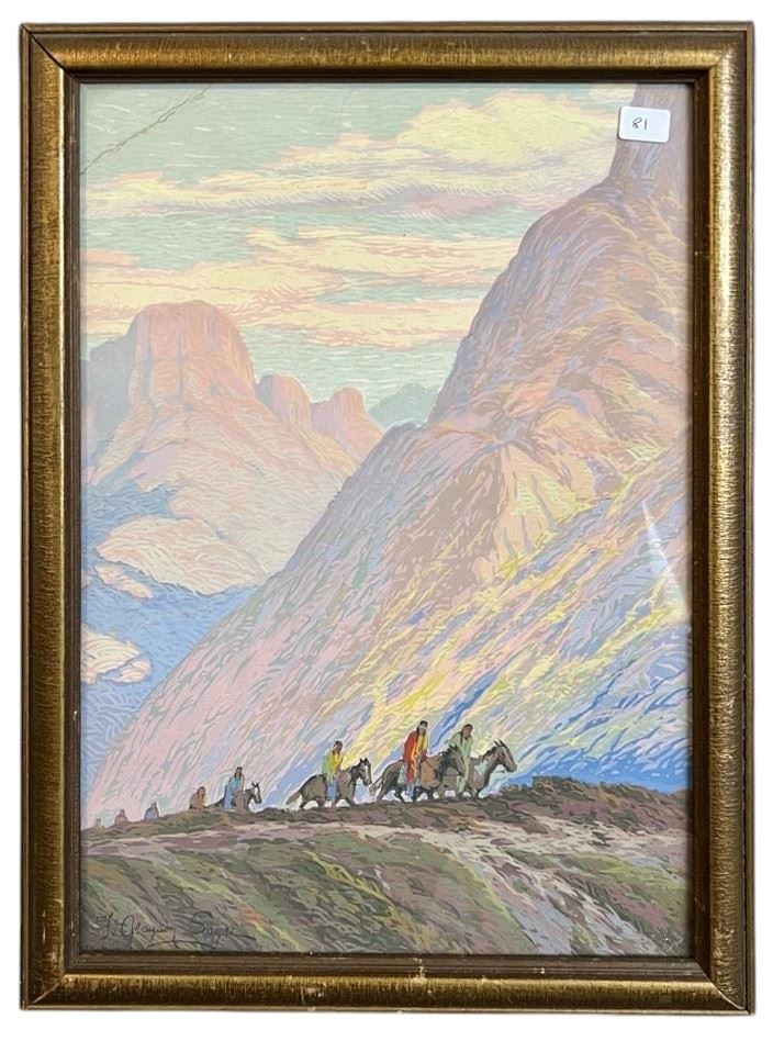 Lithograph signed F. Grayson Sayre, 13 1/2 x 9 1/2", "Mountain Pass". (1 of 3)