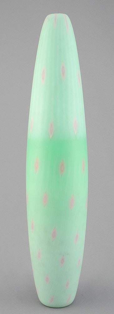 Fused Glass Tapered Vase signed M. Munsen 2003 JM, 14 3/4"h.: Fused Glass Tapered Vase signed M. Munsen 2003 JM, 14 3/4"h.