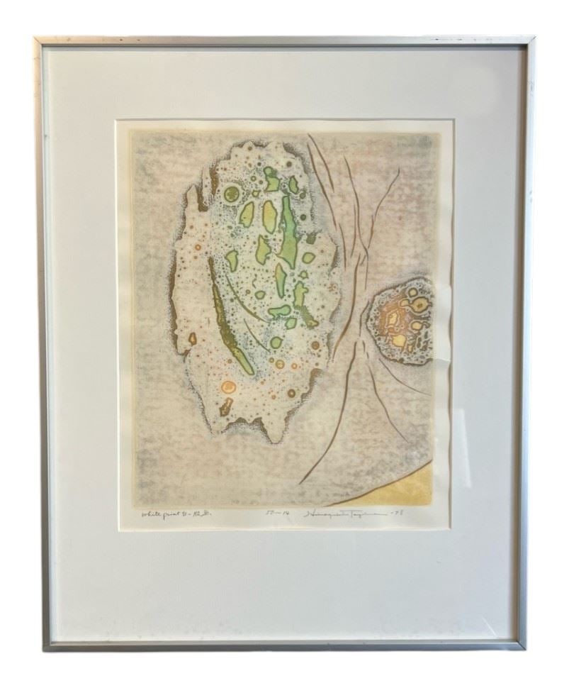 Woodcut in Colours signed Hiroyuki Tajima, 13 1/2 x 10", "White Point". (1 of 2)