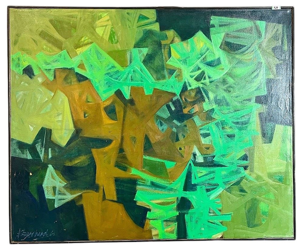 Oil on Canvas signed Bruce Head '61, 27 3/4 x 34", "Exterior Green". (1 of 2)