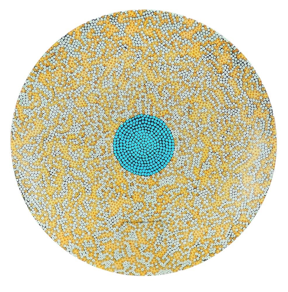 Murrini Fused and Slumped Glass Bowl Signed M. Munsen 2011, 19 1/4" d. (1 of 4)