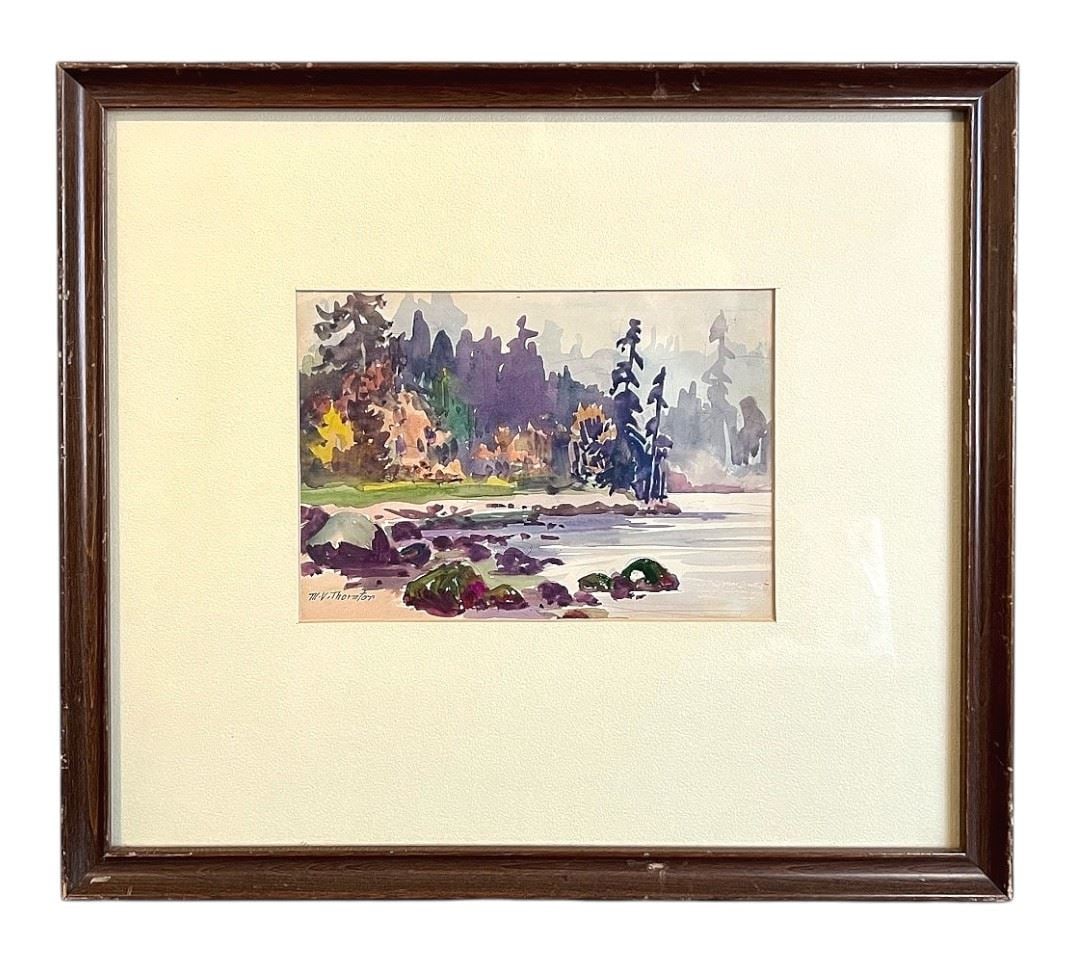 Watercolour signed M.V. Thornton, 5 5/8 x 8 1/8". (1 of 2)