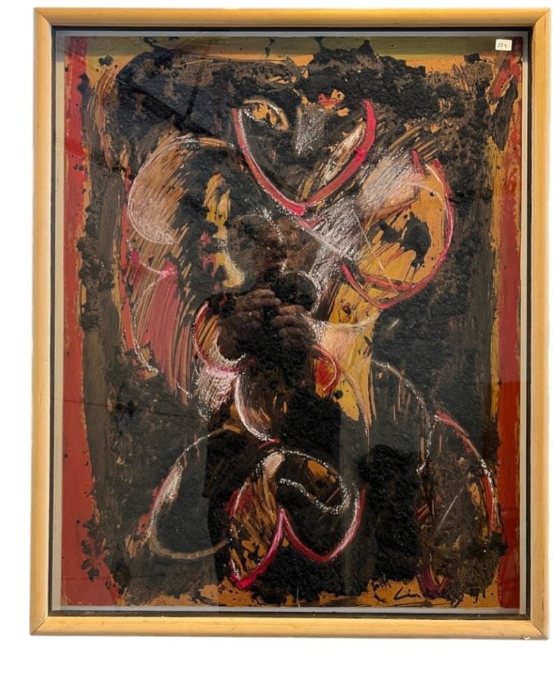 Mixed Media signed (James) Lindsay 91', 28 x 22 1/2", "Untitled". (1 of 2)