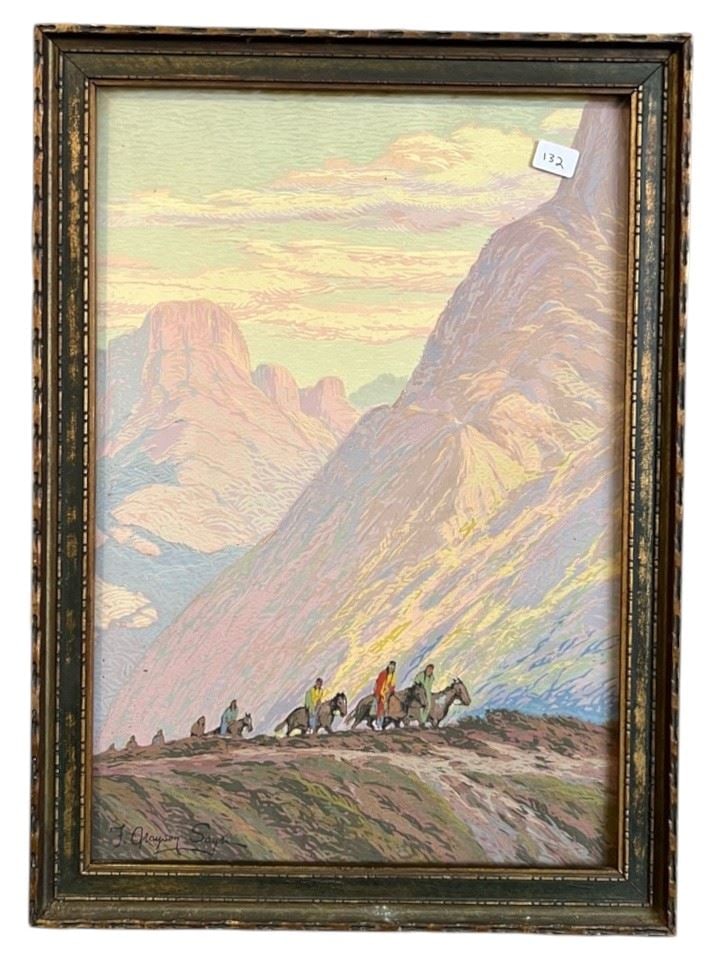 Lithograph signed F Grayson Sarye, 14 x 9 1/2", "Mountain Pass". (1 of 3)