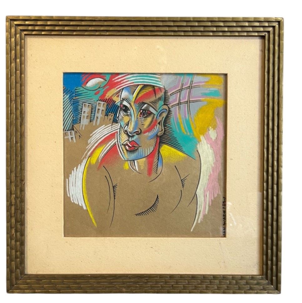 Colour Drawing signed Jan Wade, 9 1/2 x 9 1/2", "Portrait". (1 of 2)