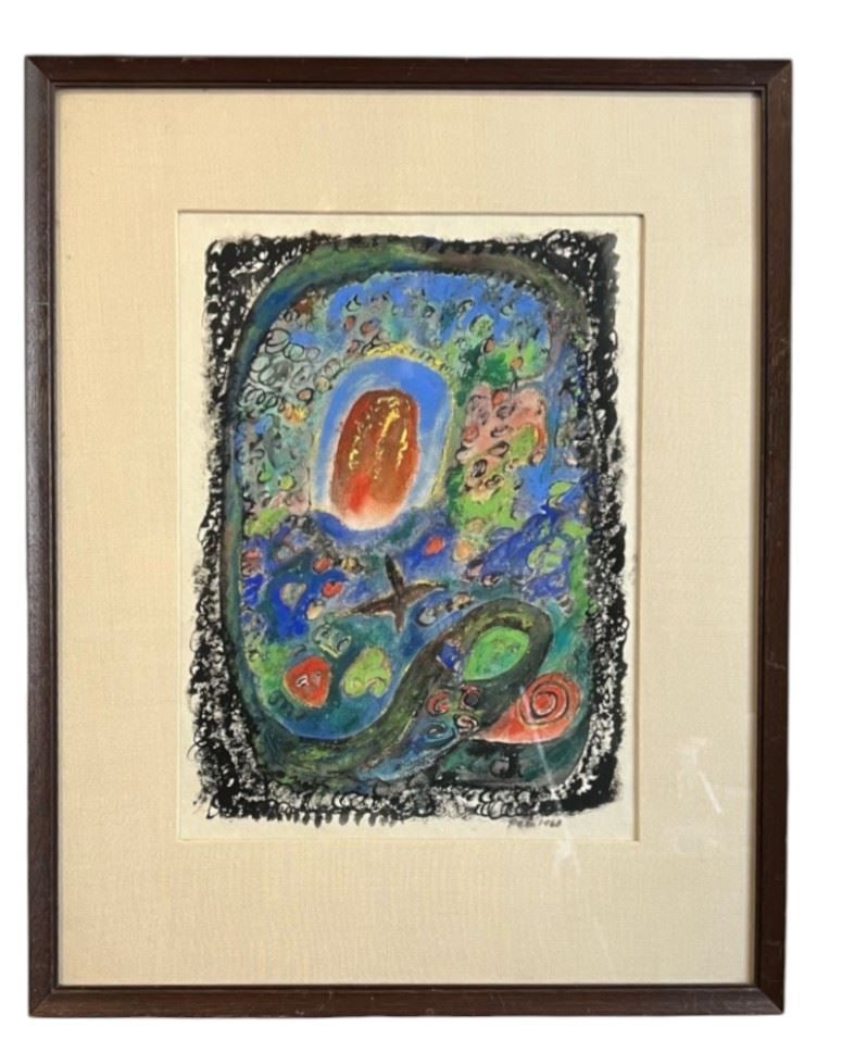 Tempera on Paper signed Pehr (Hallaten) 1960, 11 x 8", "Troll Cave II". (1 of 3)