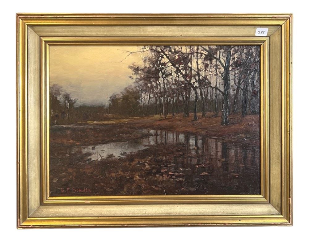 Oil on Boards signed G.F. Shultz (George), 10 x 13 3/4", "November". (1 of 2)