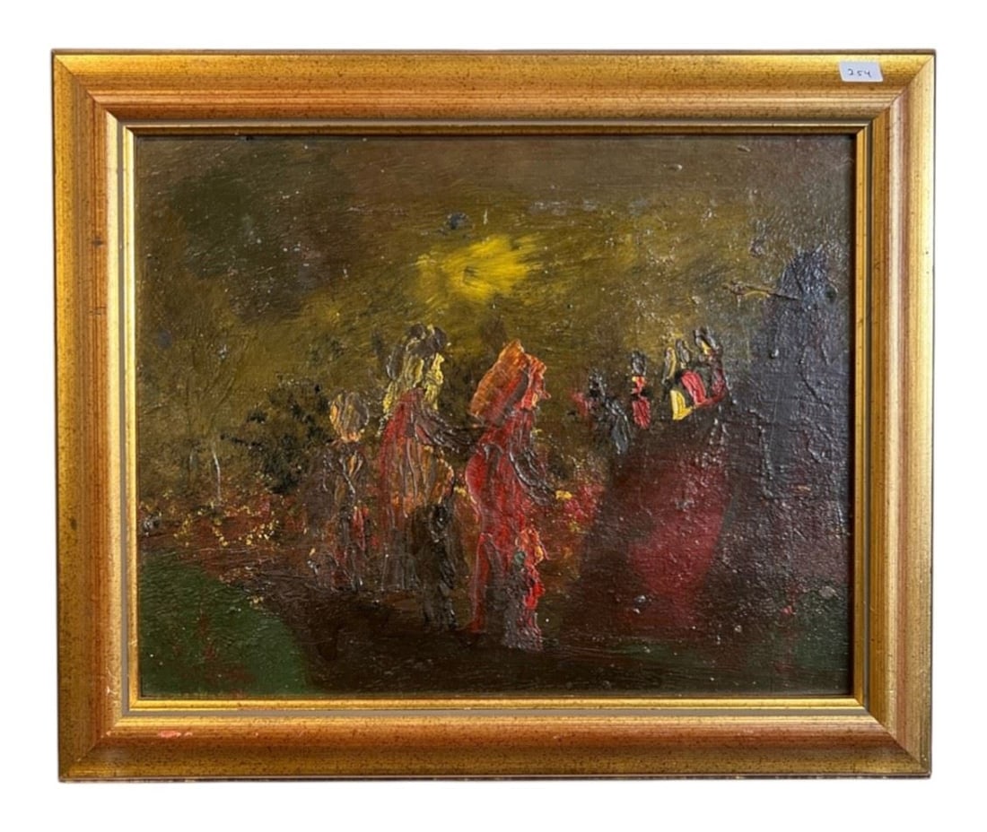 Oil on Board signed H.H. Elliott 1952, 11 x 14", "Untitled Figures". (1 of 2)