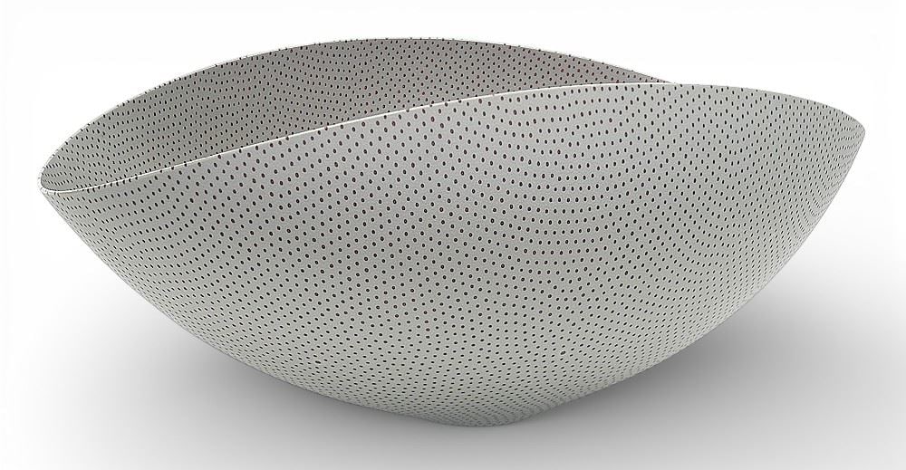 Fused and Slumped Glass Bowl Signed M, Munsen 2008, 17 5/8" x 11 3/4" x 7 5/8". (1 of 6)