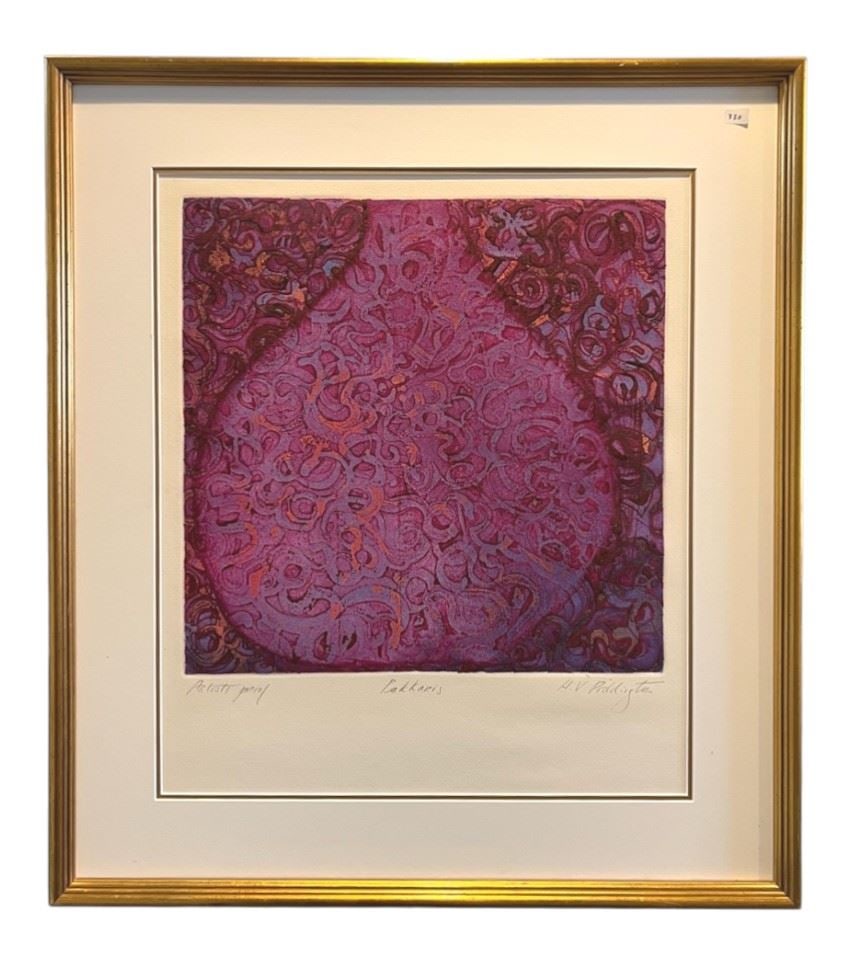 Etching in Colours signed (Helen) Piddington,16 x 16", "Bakkatts Aris" (A/P).: Etching in Colours signed (Helen) Piddington,16 x 16", "Bakkatts Aris" (A/P).