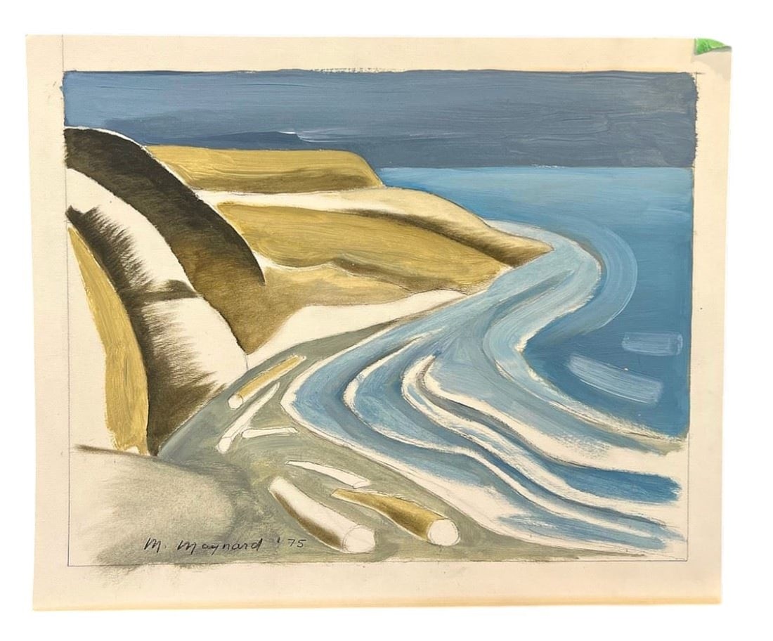 Oil on Card signed Max Maynard '75, 9 x 11 1/2" "Cliffs by Juan De Fuca": Oil on Card signed Max Maynard '75, 9 x 11 1/2" "Cliffs by Juan De Fuca"