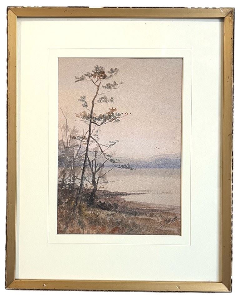 Watercolour signed S. Maclure, 8 3/4 x 6 1/8", "Shore Trees". (1 of 3)