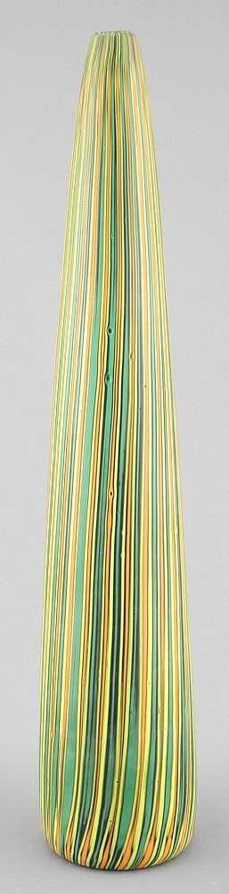 Fused Glass Tapered Vase by Mel Munsen, 12 1/2"h.: Fused Glass Tapered Vase by Mel Munsen, 12 1/2"h.