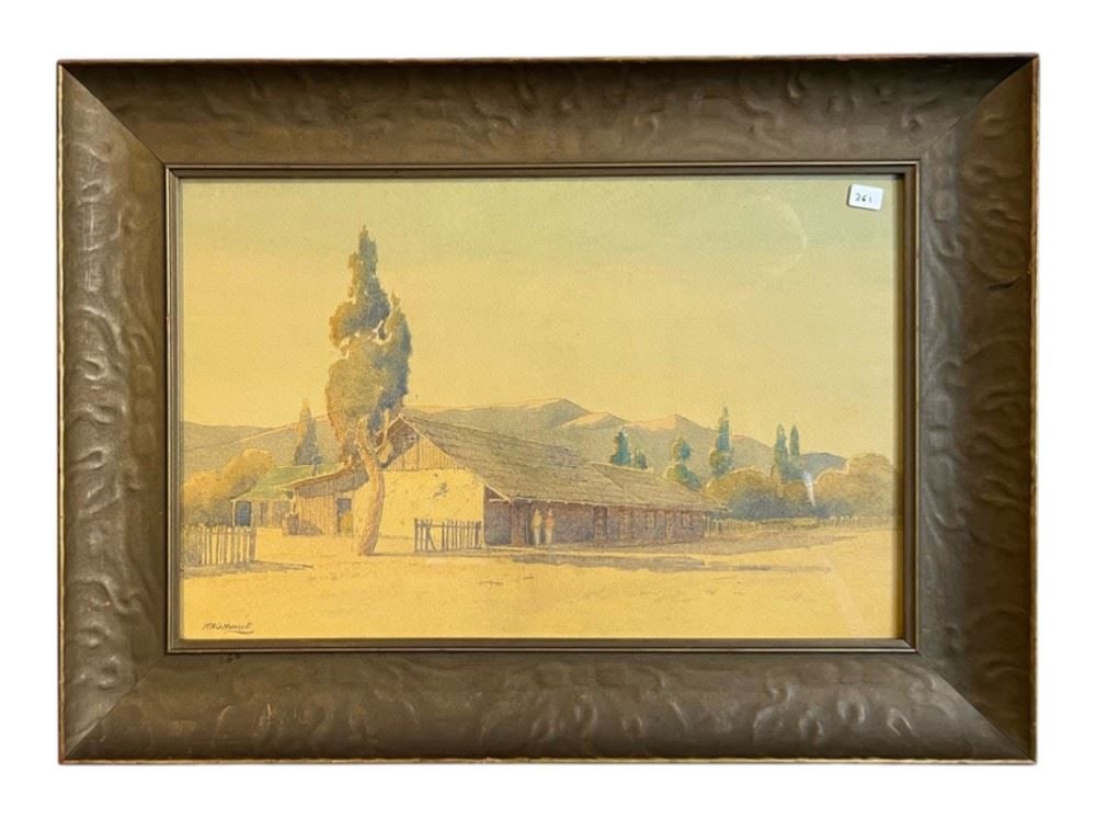 Watercolour signed W. O. A. Munsell, 10 7/8 x 17 1/8", "American California". (1 of 2)