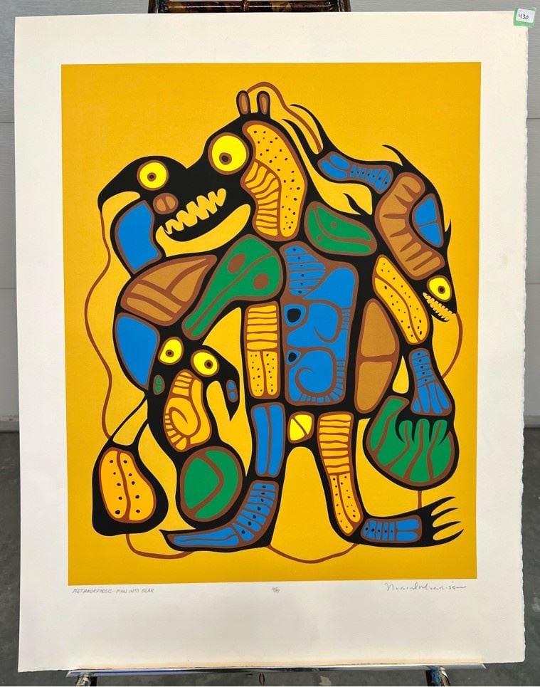 Serigraph signed Norval Morrisseau, 28 x 22", "Man Into Bear" #14/99. (1 of 1)
