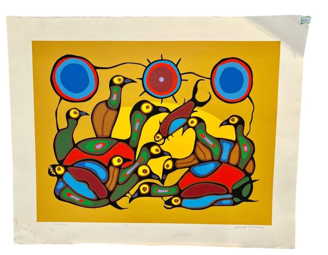 Serigraph 323/500 signed Norval Morrisseau, 24 x 30", "The Gathering ". (1 of 1)