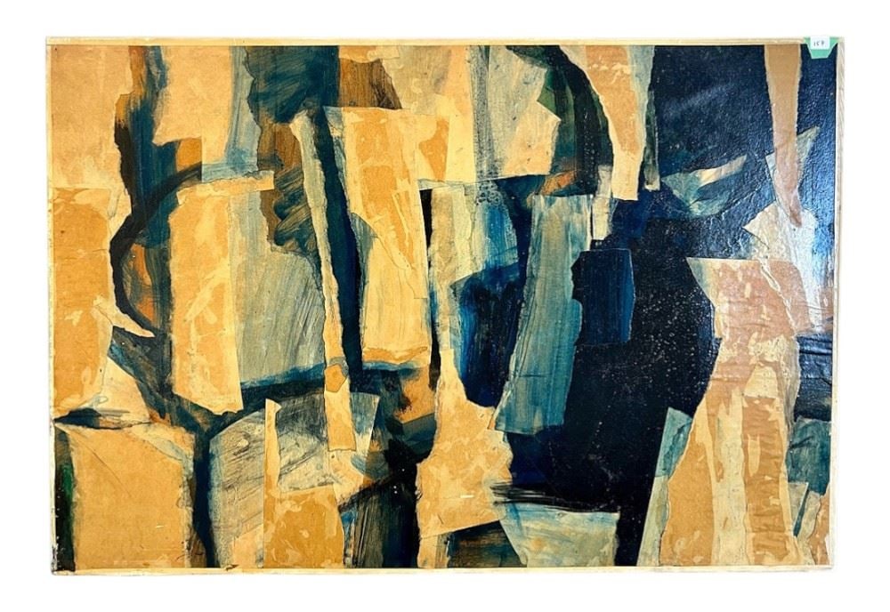 Collage by Donald J. McIntosh, 20 1/2 x 30 1/4", "Blue Collage #4". (1 of 3)