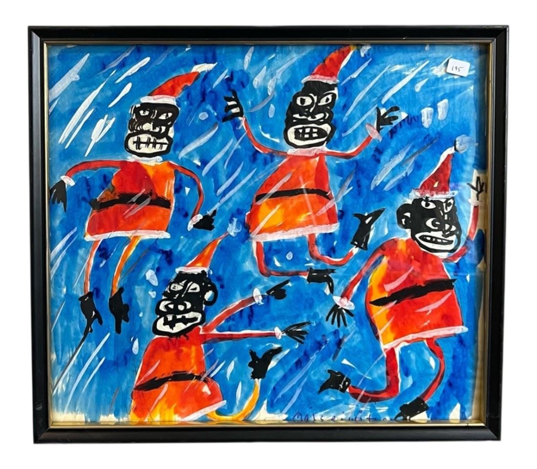 Watercolour signed Moiseiwitch, 13 1/2 x 15 1/2", "Santa". (1 of 2)