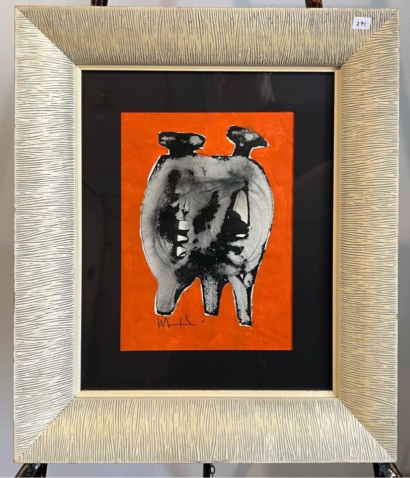 Mixed Media signed Siebner H. 1977, 11 x 8", "Love Drawing". (1 of 2)