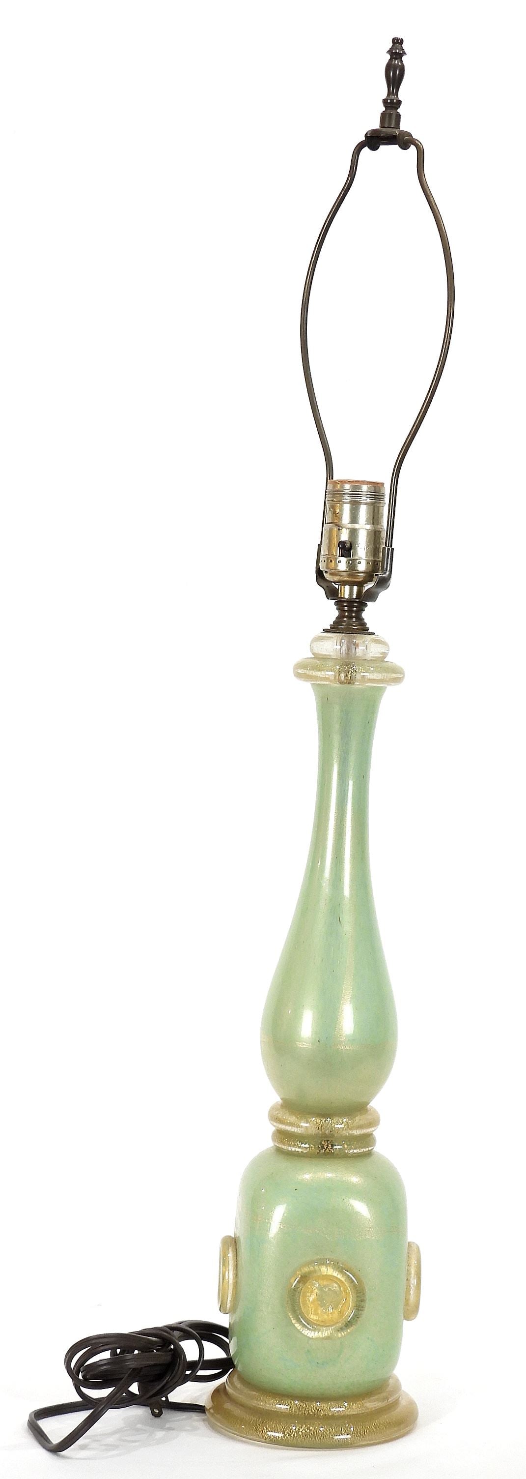 Barovier & Toso Gold Leaf Murano Glass Table Lamp, TH 30". (1 of 4)