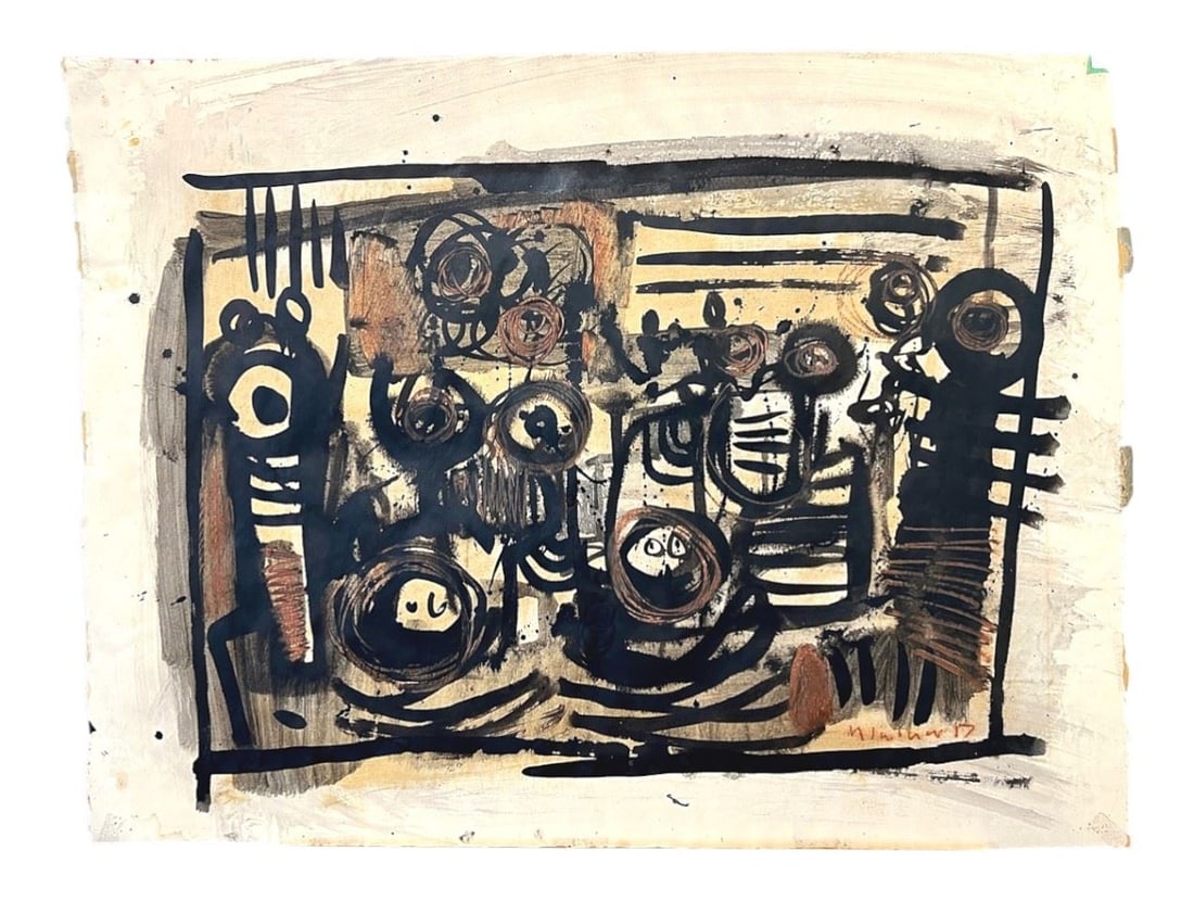 Watercolour signed H. Siebner '87, 20 x 26", Untitled Forms. (1 of 2)