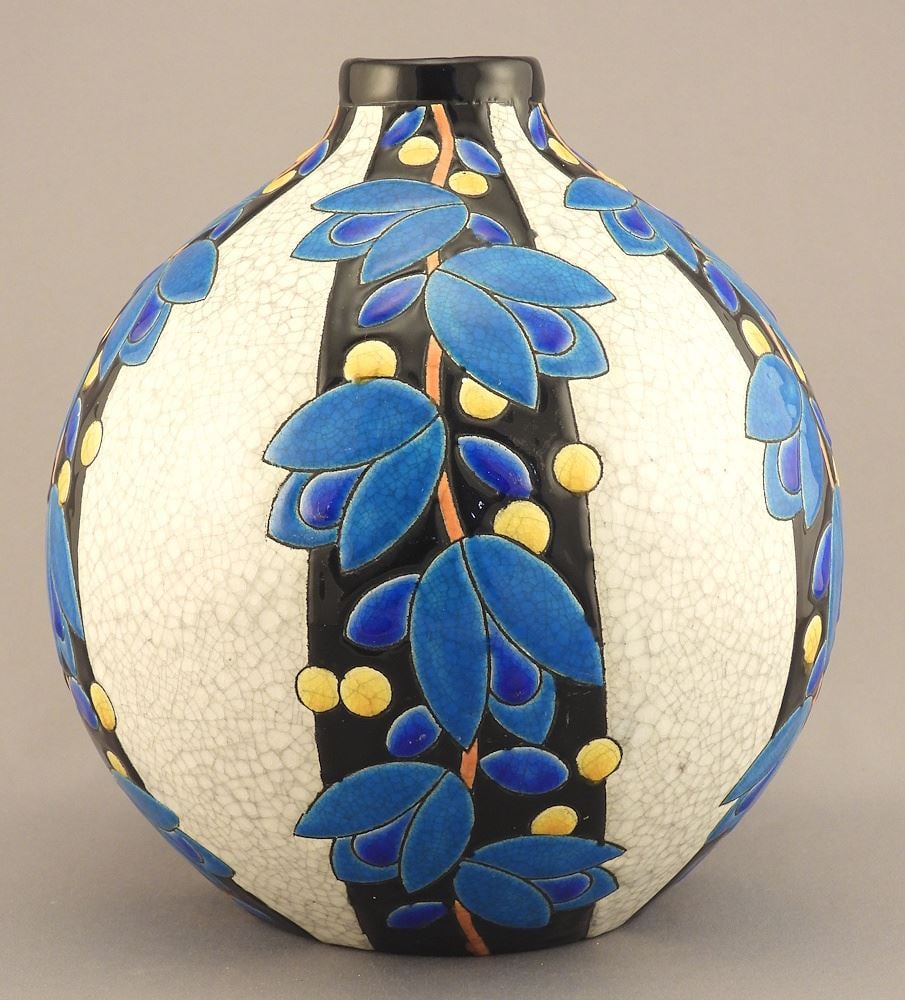 Charles Catteau Pottery Vase by Boch Freres Impressed 991, D2333. (1 of 5)