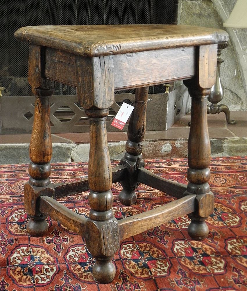18th C. Oak Joint Stool, 17 x 11 x 20"h.: 18th C. Oak Joint Stool, 17 x 11 x 20"h.