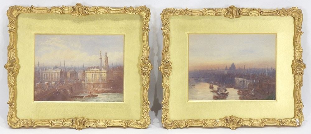 Pair of Watercolours signed Fred E.J. Goff, Each 4 1/2 x 6", "London From Tower Bridge" & "Lond: Pair of Watercolours signed Fred E.J. Goff, Each 4 1/2 x 6", "London From Tower Bridge" & "Lond