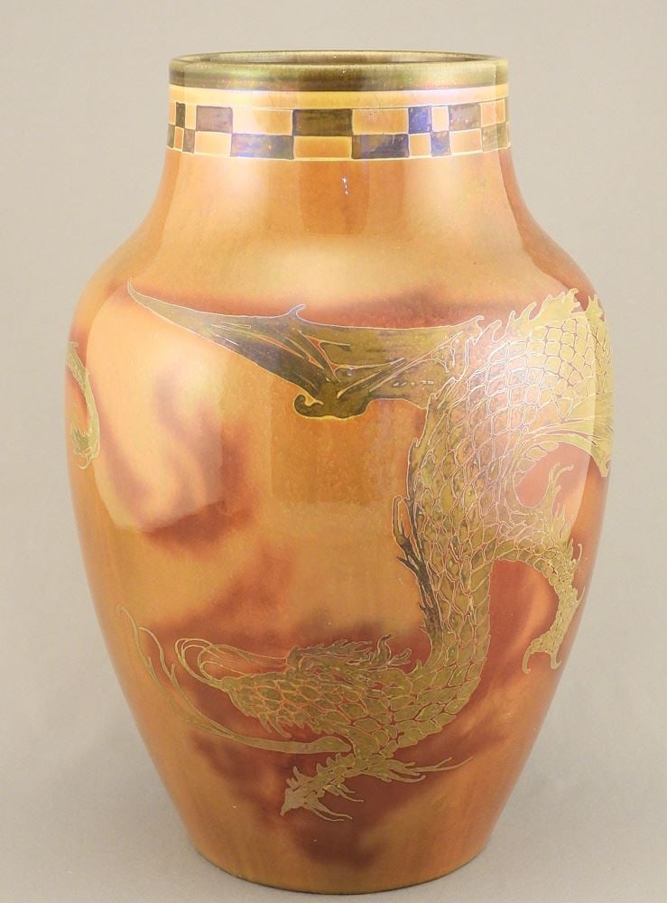 Pilkingtons Royal Lancastrian "Dragon" Vase, 2085, 10 3/8"h.: Pilkingtons Royal Lancastrian "Dragon" Vase, 2085, 10 3/8"h.