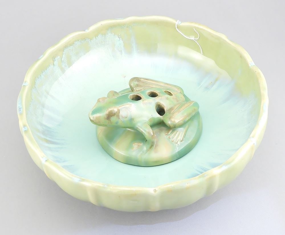 Fulper Lobed Bowl, 3 1/8 x 9 1/8" Diameter & Fulper "Frog" Frog, 4 5/8"L. (1 of 10)