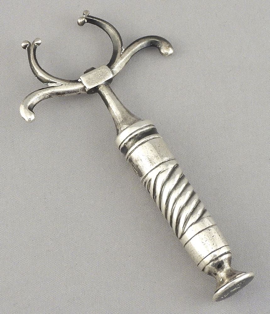 Antique Dutch Hallmarked Silver Corkscrew, 3 1/2"L, 32.7g.: Antique Dutch Hallmarked Silver Corkscrew, 3 1/2"L, 32.7g.