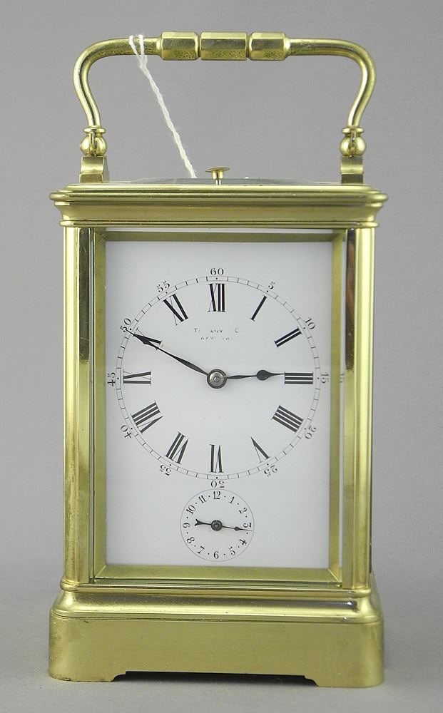 Tiffany & Co. N.Y. 1/4 Repeater Carriage Clock with Alarm, 7" with Handle. (1 of 5)
