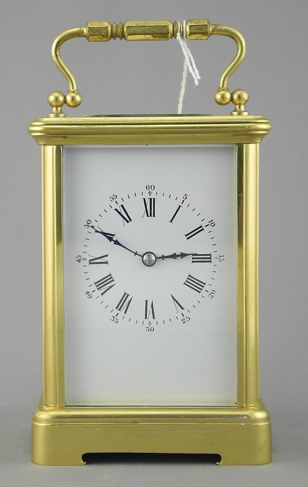 Victorian Brass Carriage Clock, 7" with Handle. (1 of 8)