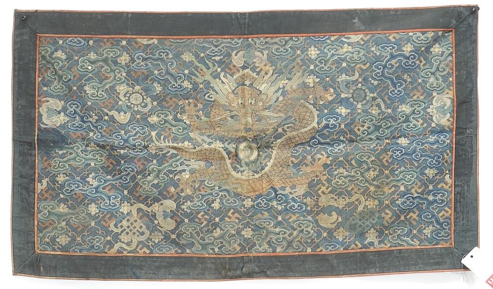 Qing Silk Dragon Panel, 18 x 31". (1 of 9)