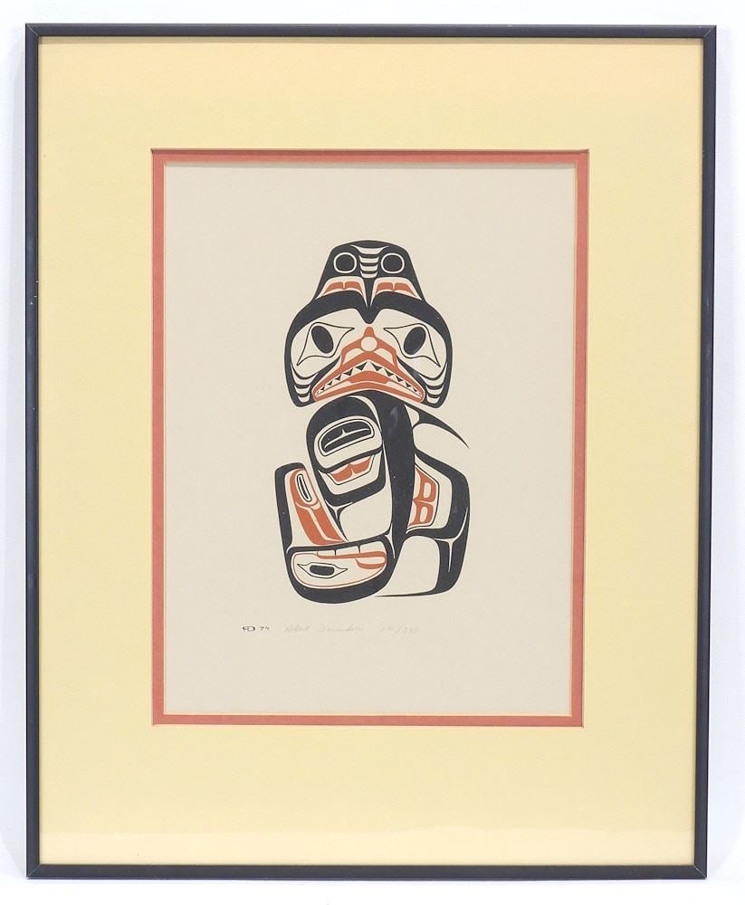 Haida Serigraph signed Robert Davidson RD'74, 11 1/2 x 8 3/8", "Dogfish" #150/330. (1 of 6)