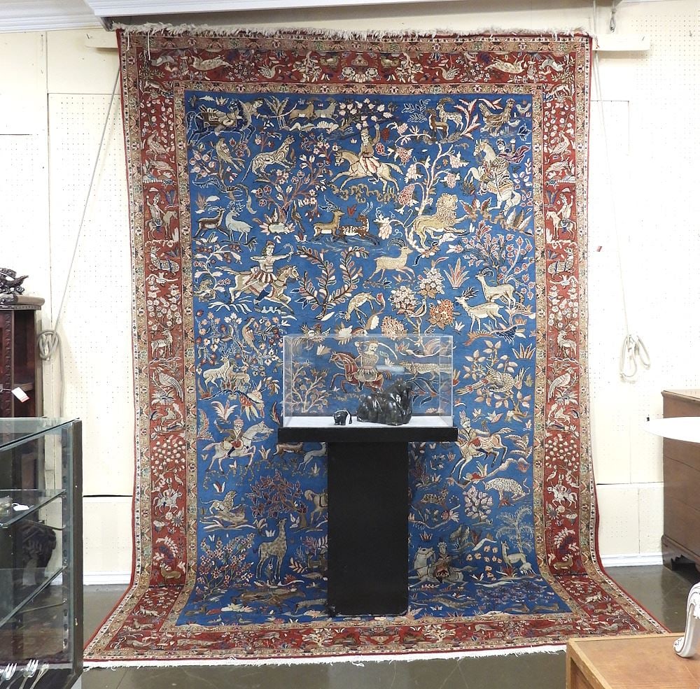 Persian Hunt Carpet, 7'8" x: Persian Hunt Carpet, 7'8" x