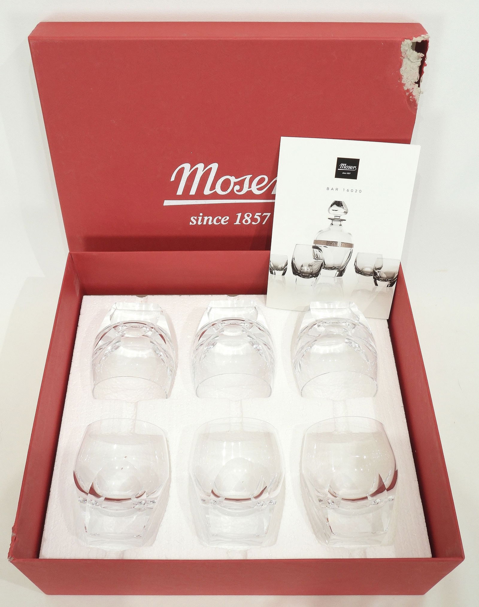 Six Moser Bar Double Old Fashioned Tumblers with Original Boxes (nibbled).: Six Moser Bar Double Old Fashioned Tumblers with Original Boxes (nibbled).