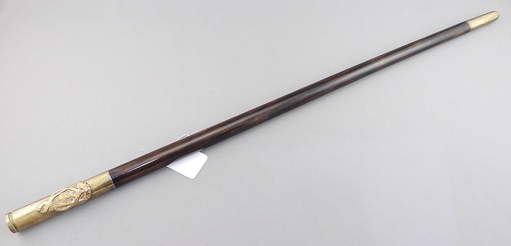 Brass & Hardwood Engineering Motif Swagger Stick with Concealed Feature , 23 3/8"L. (1 of 6)