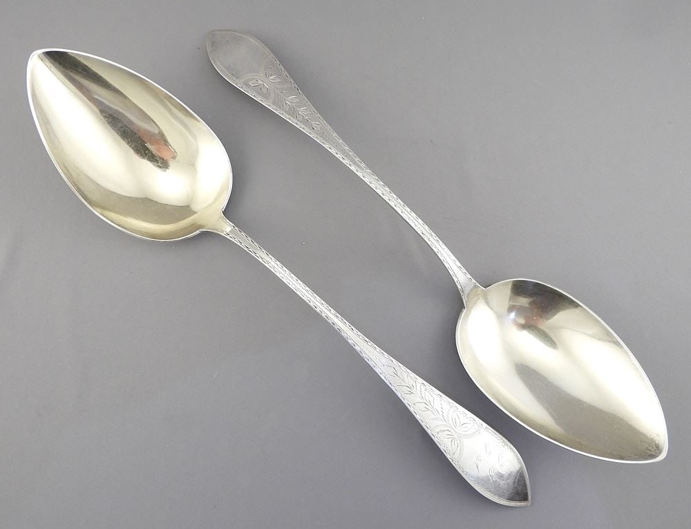 Two Danish Silver Wedding Spoons, 15"L, 295g. (1 of 5)