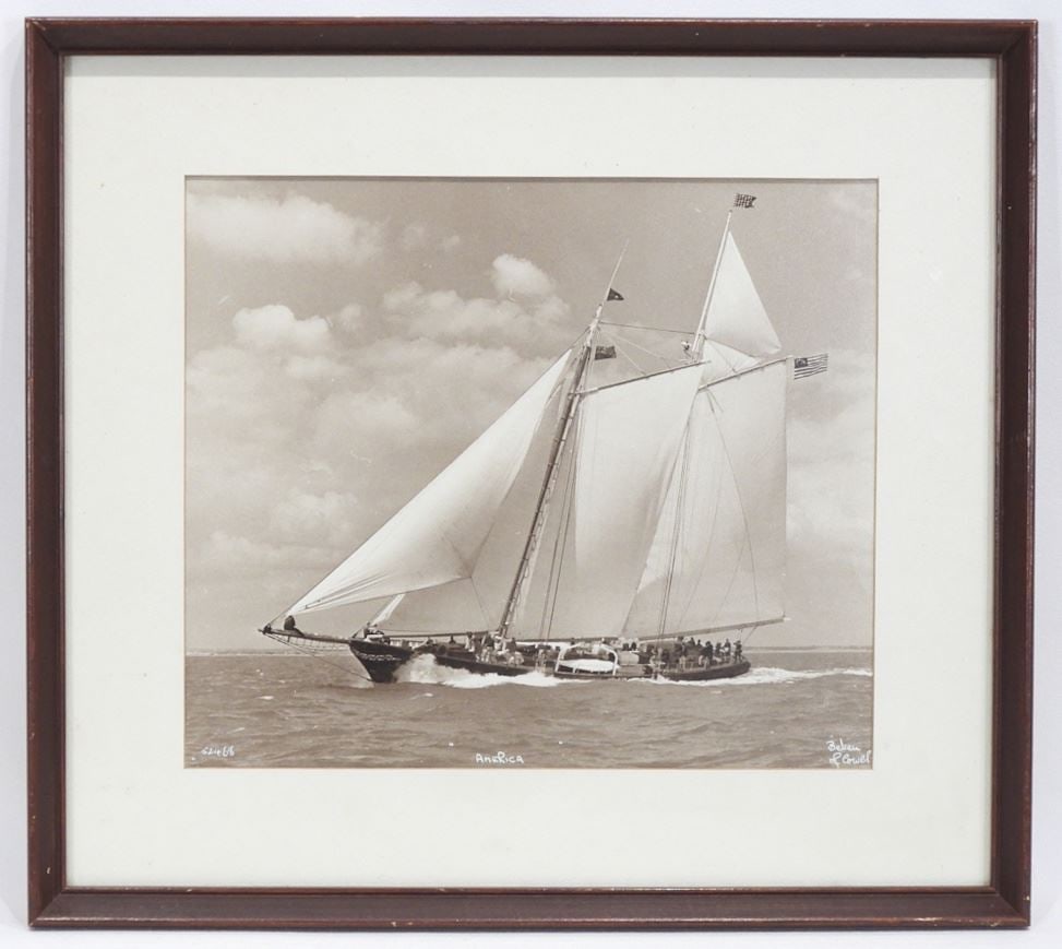 Vintage Photograph signed by Bekin of Cowes, 8 7/8 x 10 1/4", "America" #52468. (1 of 7)
